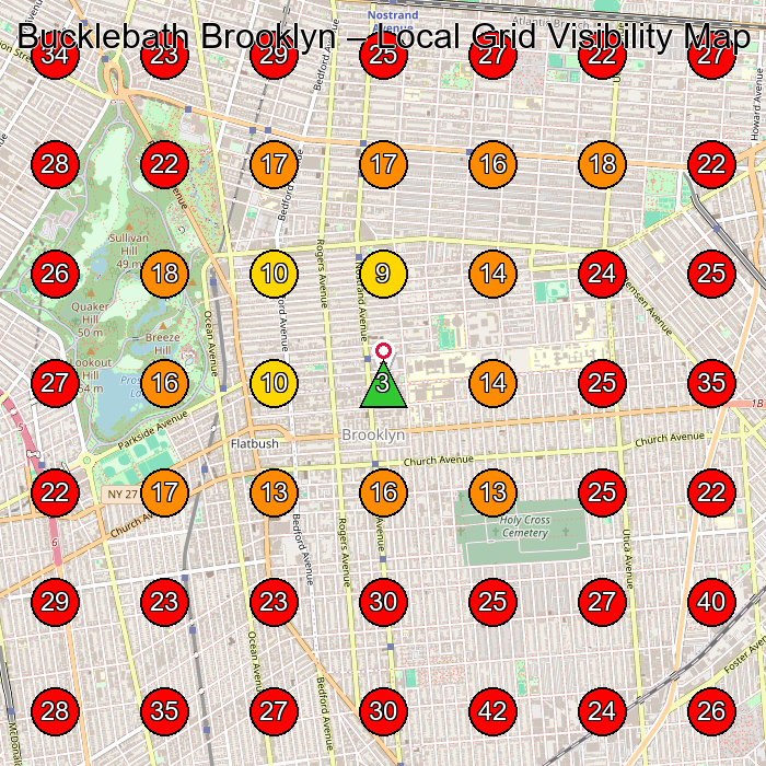 Bucklebath Brooklyn GeoGrid visibility map for Commercial Cleaning Service in Brooklyn